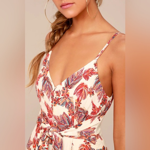 Free People Hot Tropics Cream Print Midi Jumpsuit - Picture 5 of 6
